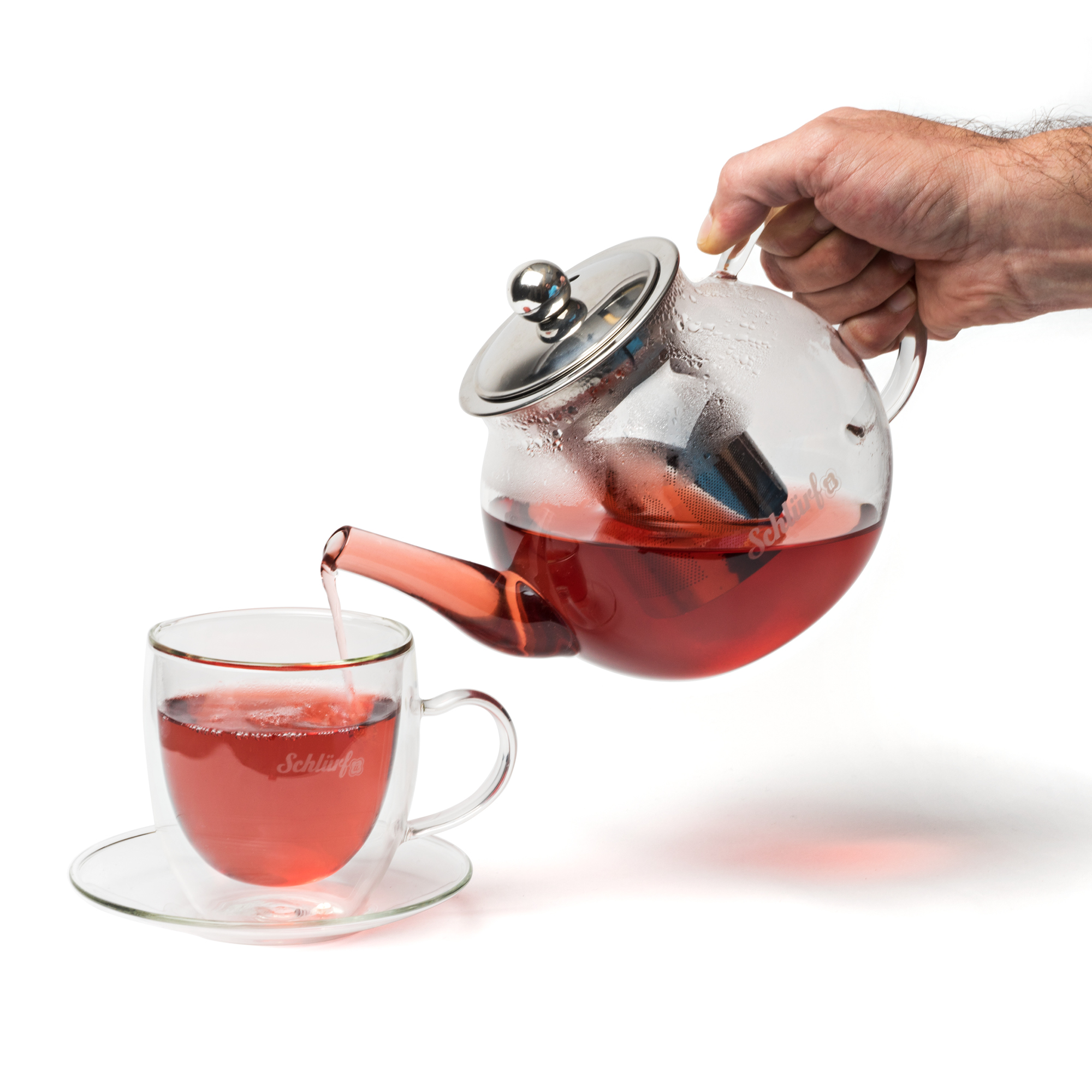 Schlürf - Glastasse mit Untertasse