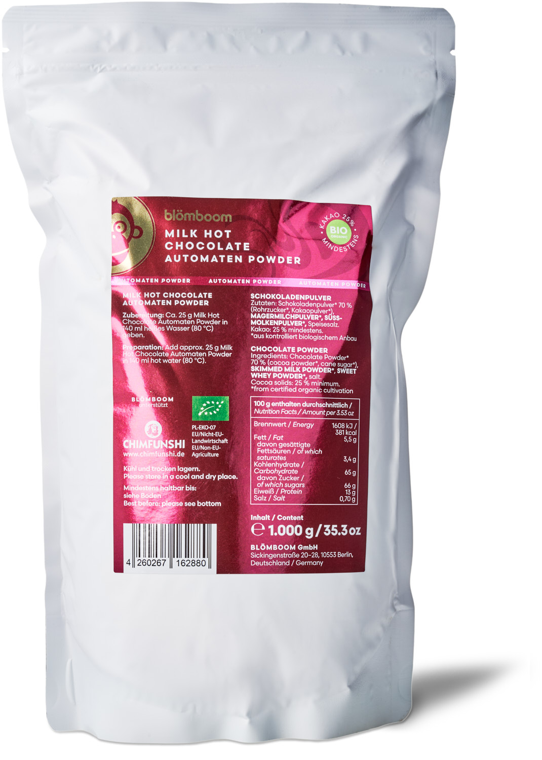 Blömboom - Gastronomie - Milk Hot Chocolate Automaten Powder Bio (1000 g)