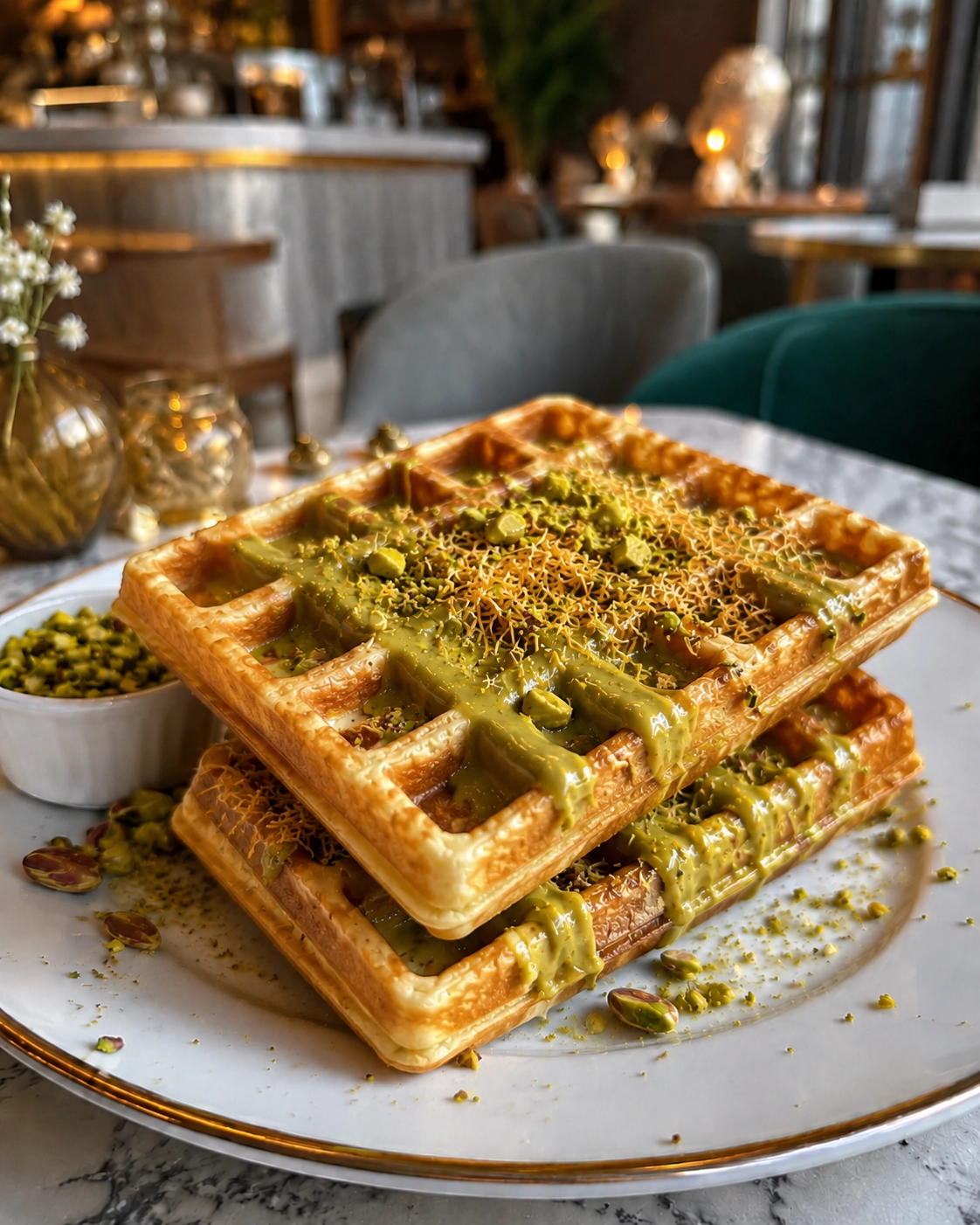 Dubai Style Pistacchio Waffles – crunchy, cremig & luxuriös