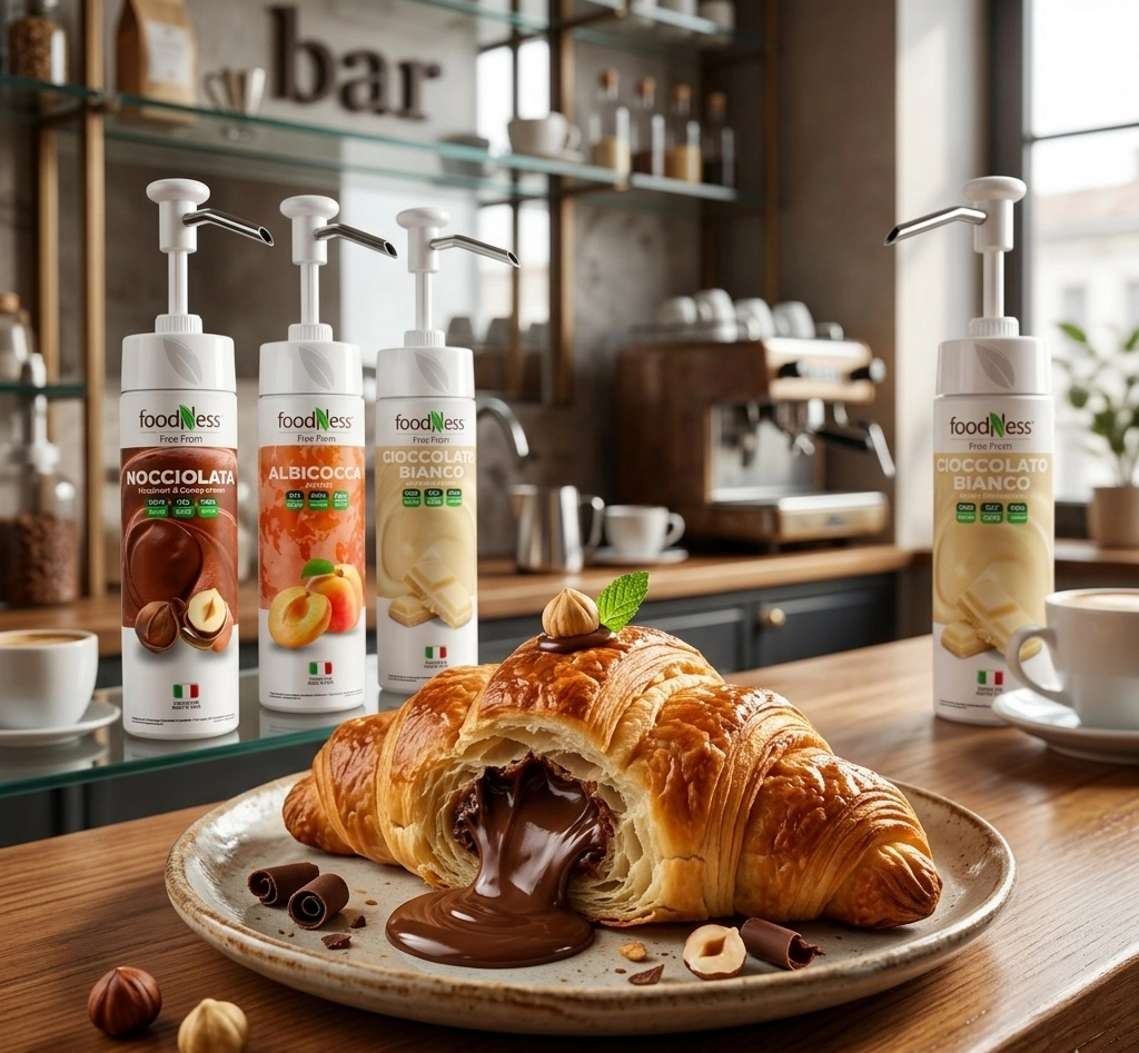 Foodness Cremes in Pumpflaschen auf Bartresen