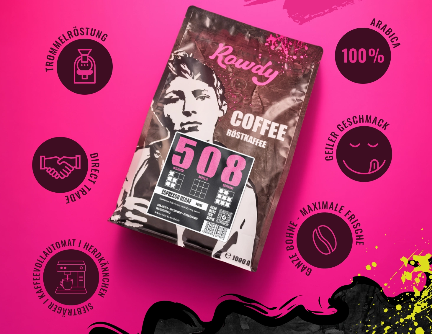 Bestseller Kaffee 508 bei Rowdy 100% Arabica Bohnen
