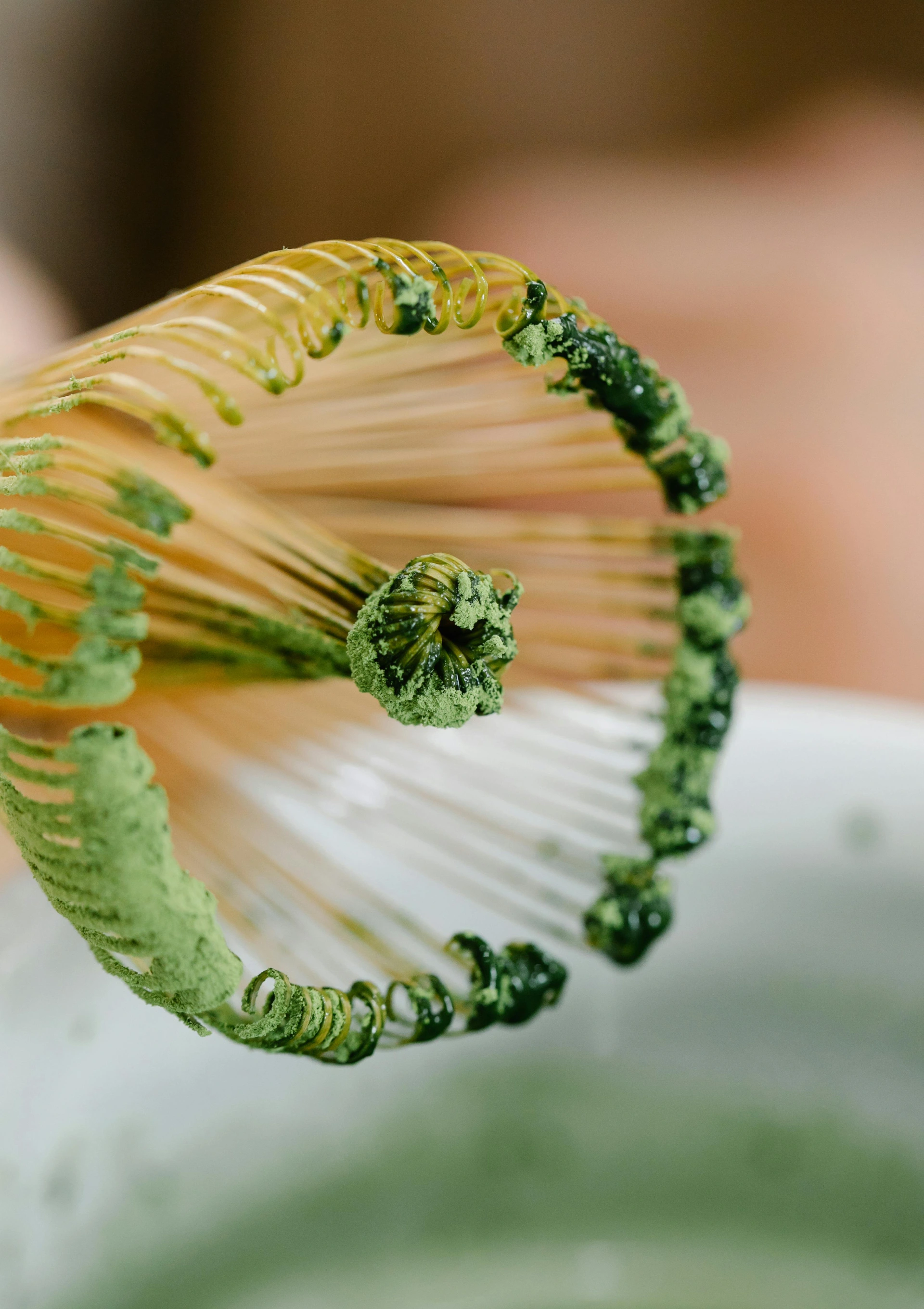 Matcha Besen Nahaufnahme nach Matcha Aufschlagen
