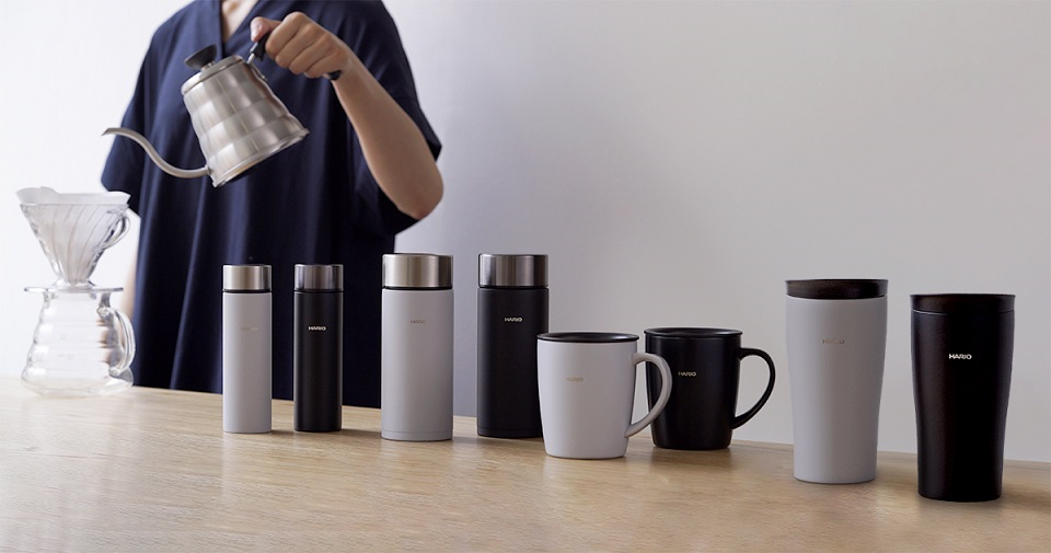 Hario - Wärmespeicherbecher mit Deckel grau 300ml