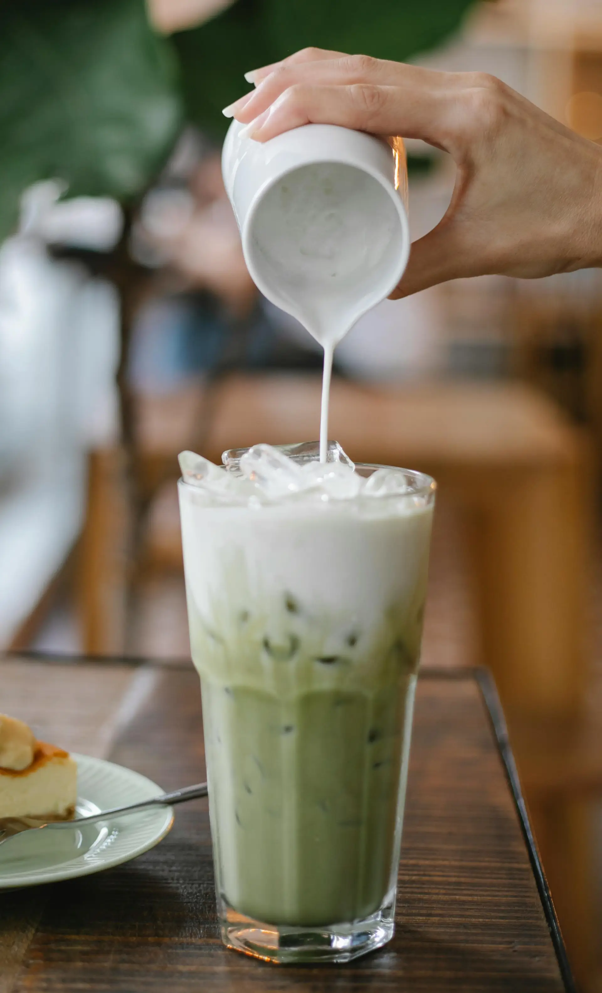 Matcha Latte Getränk Glas Cafe