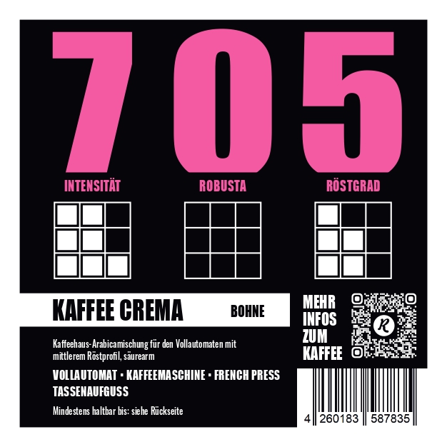 Rowdy Kaffee Crema Nr. 705 – kräftige Kaffeeröstung für Vollautomaten