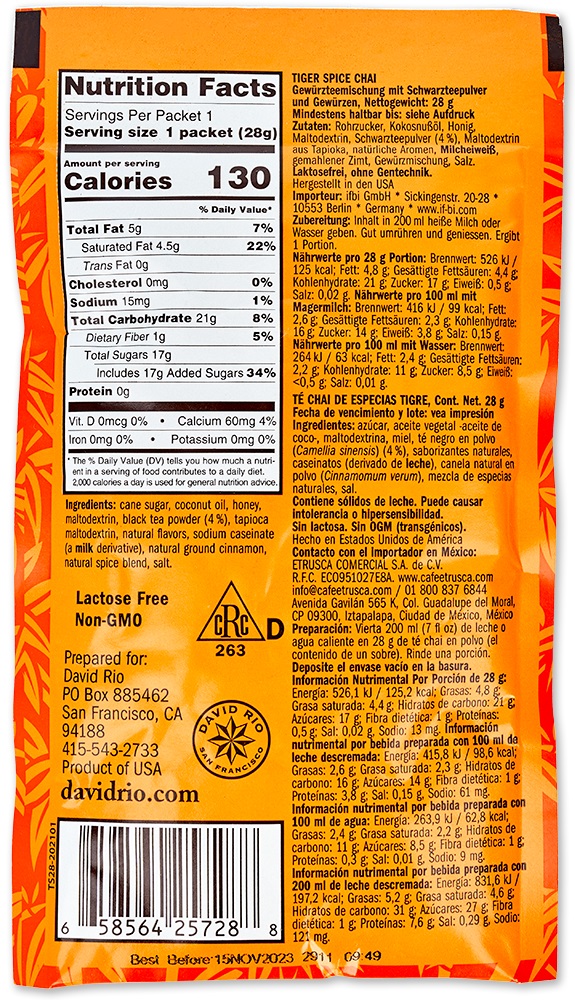 David Rio - Sachets - Tiger Spice Chai (12 x 28 g)