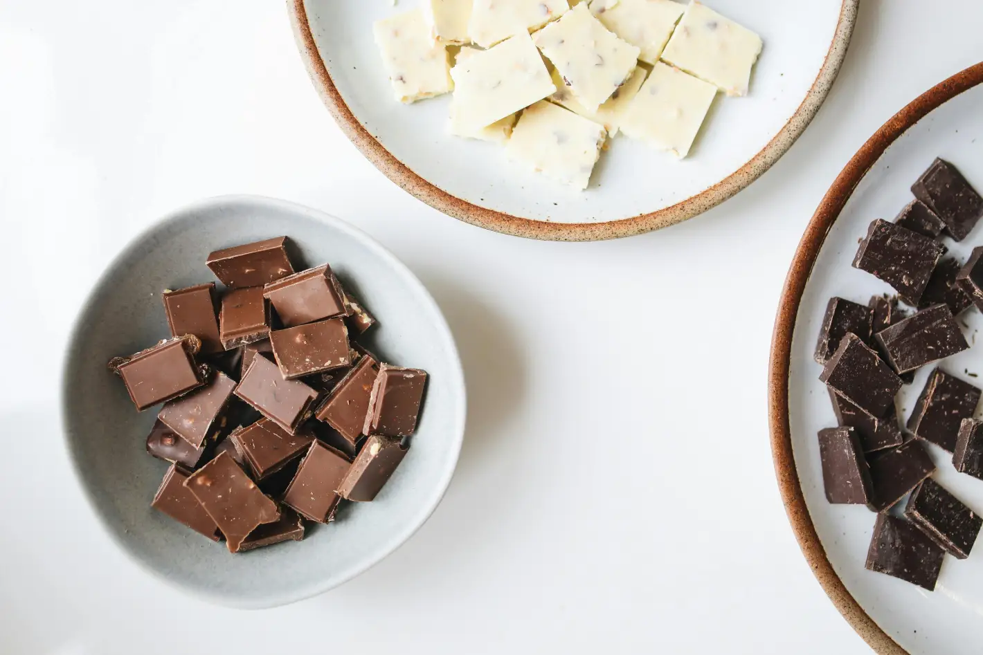 weisse Schokolade Milchschokolade dunkle Schokolade