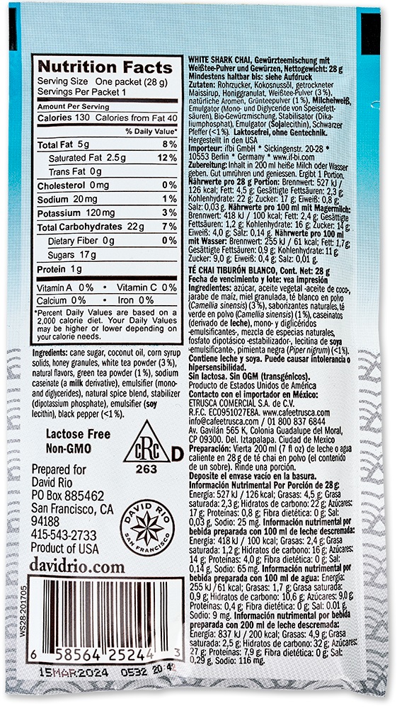 David Rio - Sachets - White Shark Chai (12 x 28 g)