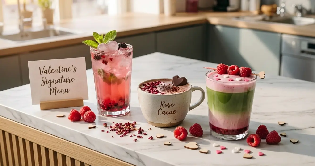 Valentinstag Getränke auf Theke