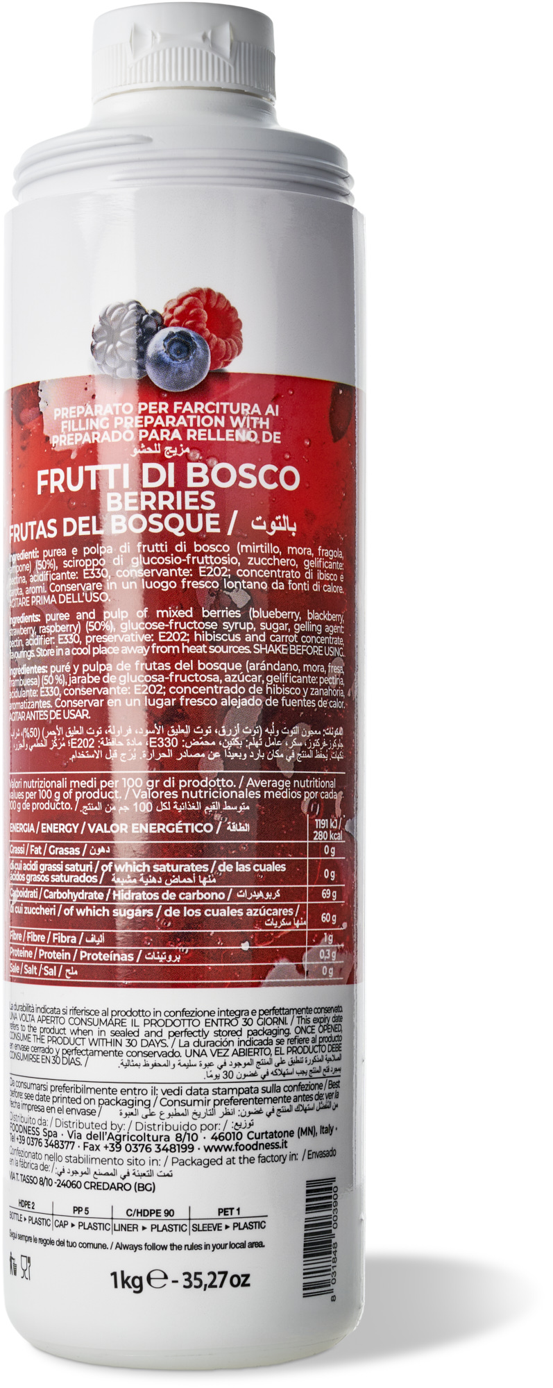 Foodness - Mixed Berries 50 % 1 kg Beerensauce für Desserts, Eis & Joghurt