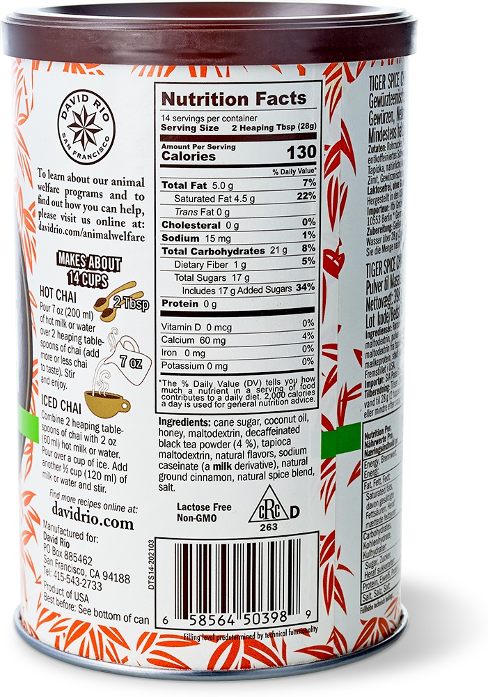 David Rio - Einzelhandel - Tiger Spice Decaf Chai (398 g)