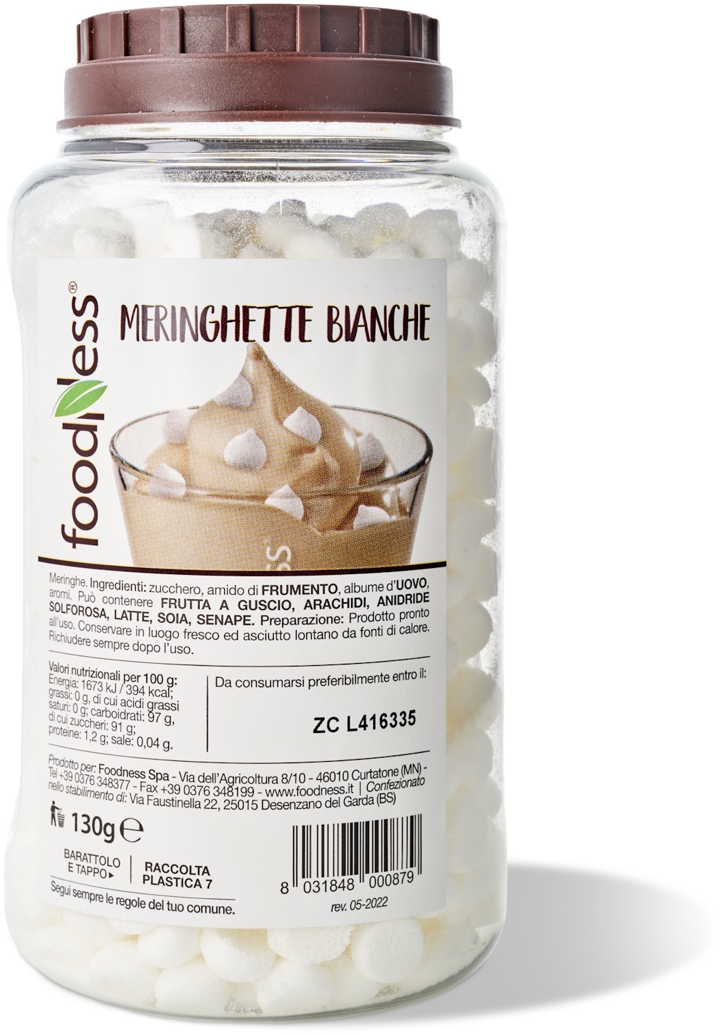 Foodness - Meringhette Mini-Baiser 130 g für Eis, Kuchen & Desserts