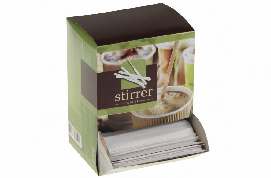 naturesse Holz Rührstäbchen Dispenserboxen Länge 19,0cm, gehülst