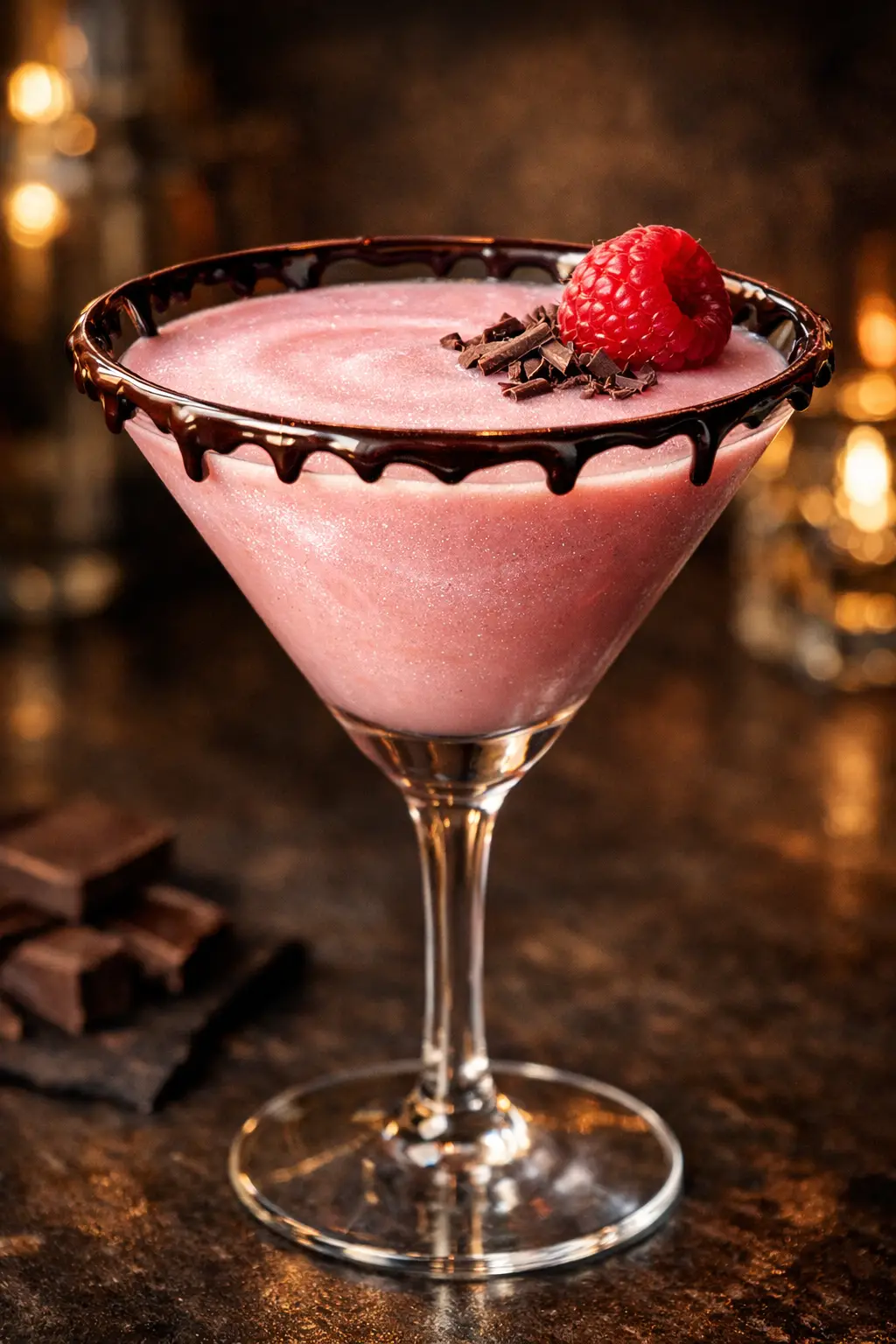 Cocktail mit Schokolade und Himbeere