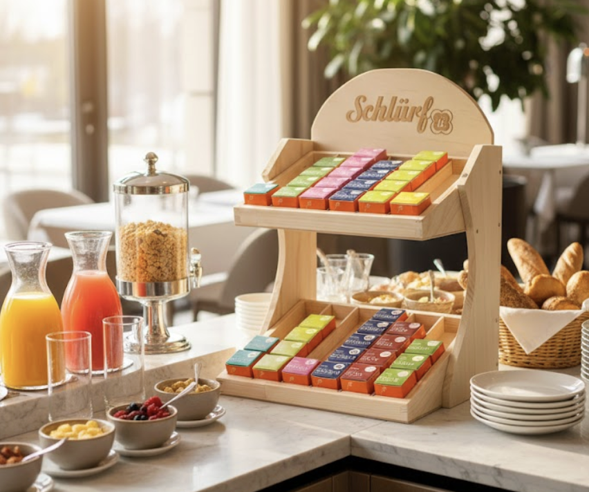 Schlürf Display im Hotel Frühstück