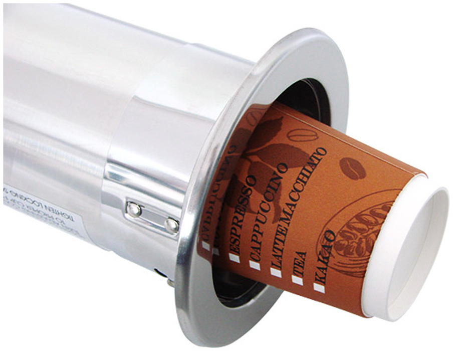 Einbau-Becher-Spender, Edelstahl, flach, 950-1360 ml