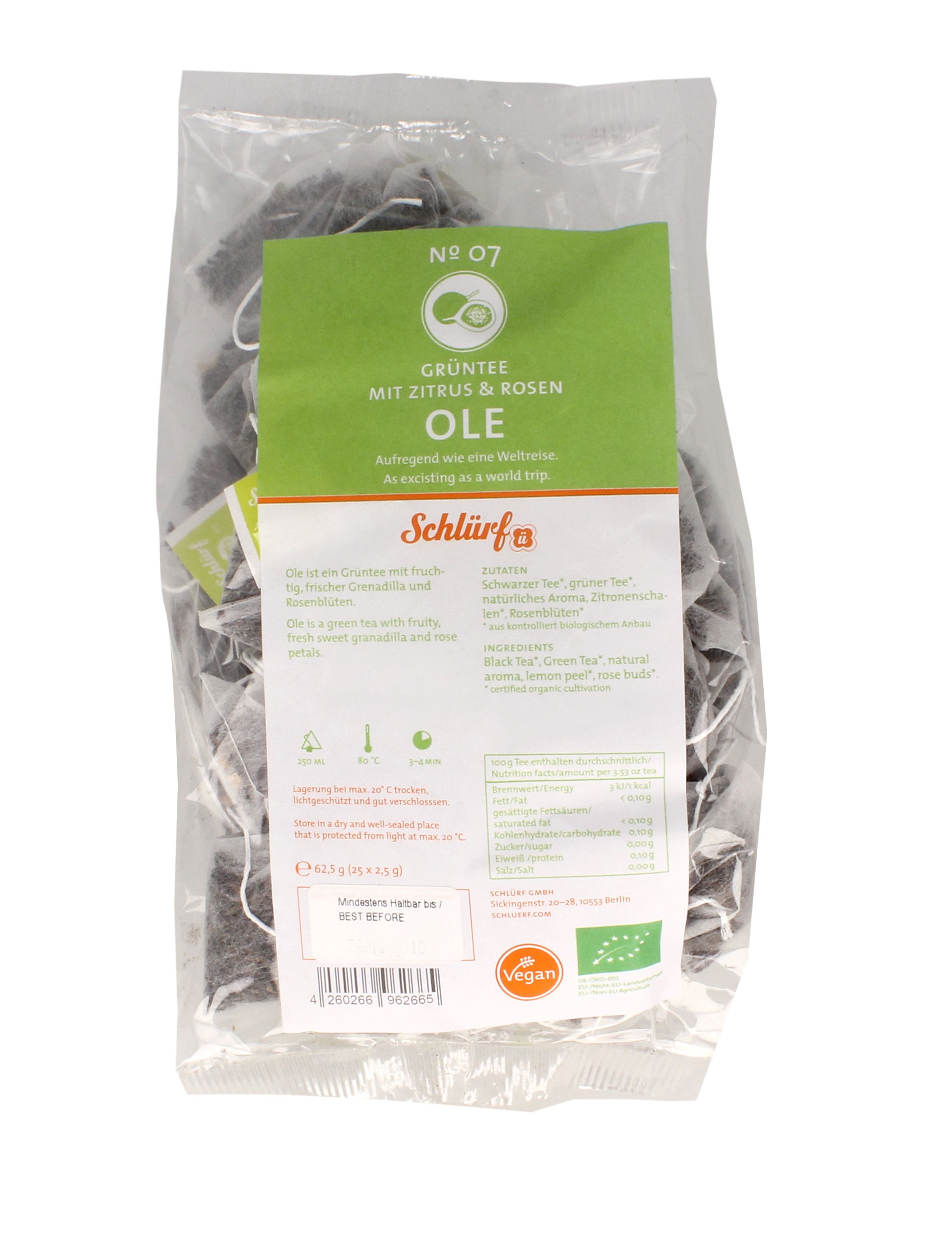 Schlürf - Tüüten - No. 07 Bio Schwarz-/Grünteemischung "Ole" (25er)
