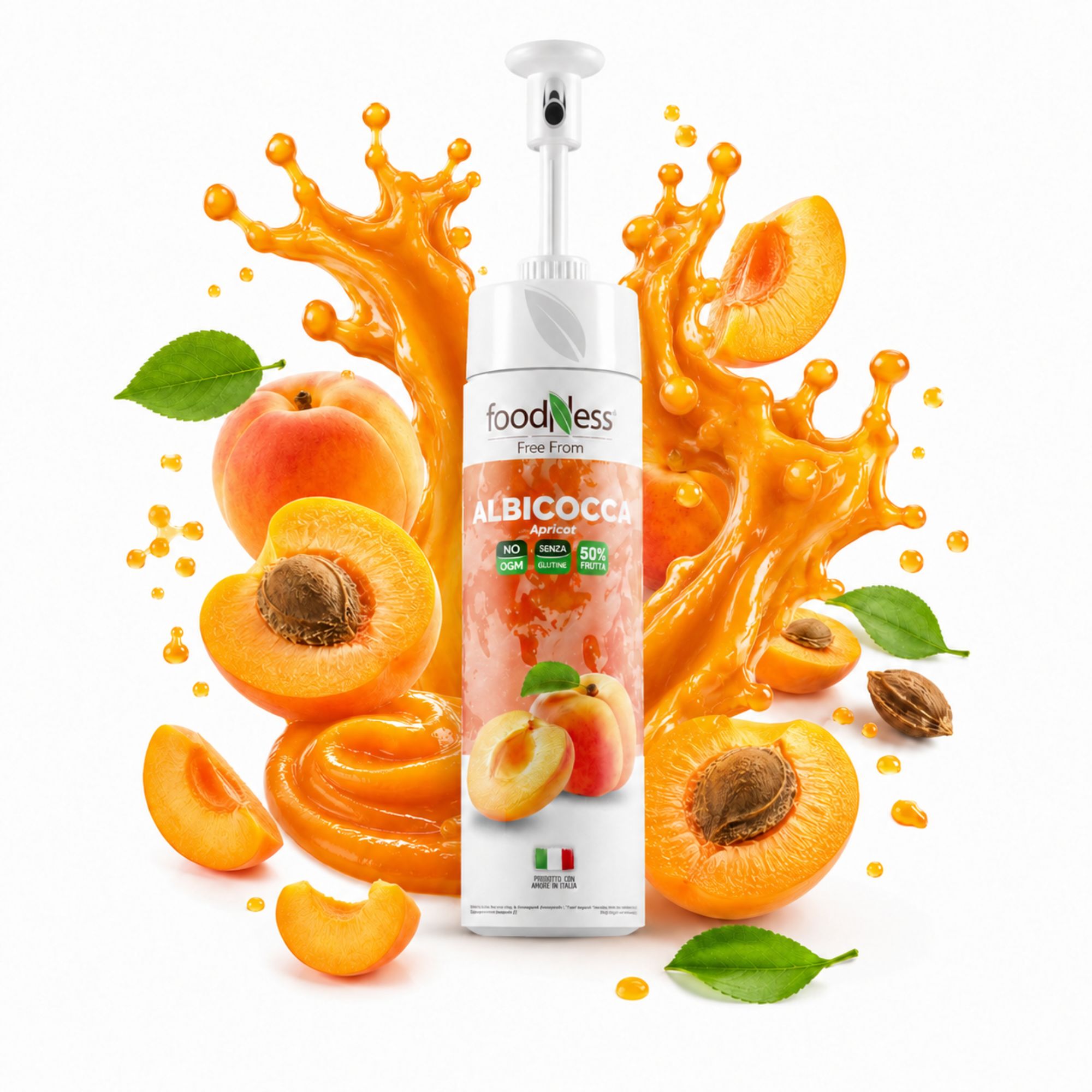 Foodness - Apricot 50 % 1 kg Aprikosensauce für Desserts, Eis & Joghurt