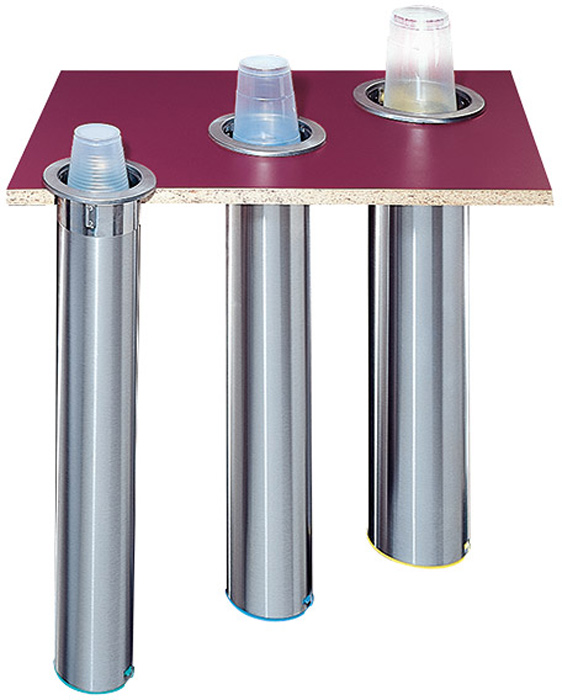 Einbau-Becher-Spender, Edelstahl, flach, 350-710 ml