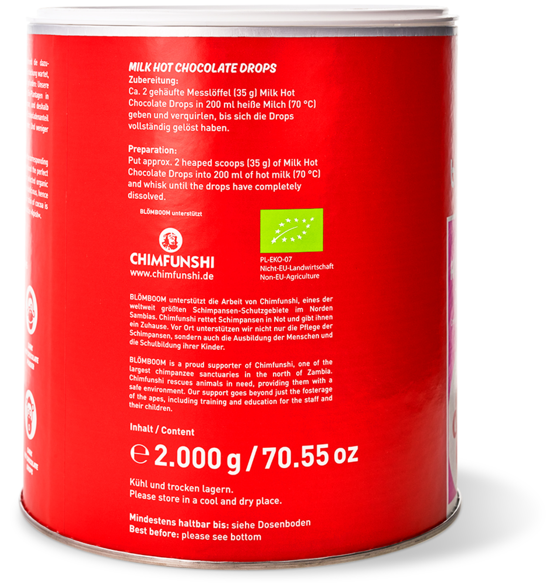 Blömboom - Gastronomie - Milk Hot Chocolate Drops Bio (2000 g)