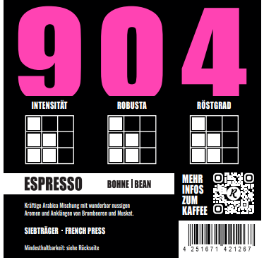 Kaffee Espresso 904 Eigenschaften