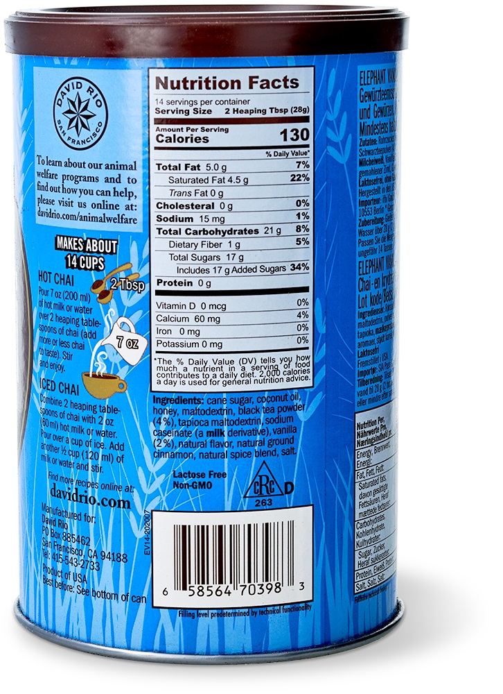 David Rio - Einzelhandel - Elephant Vanilla Chai (398 g)