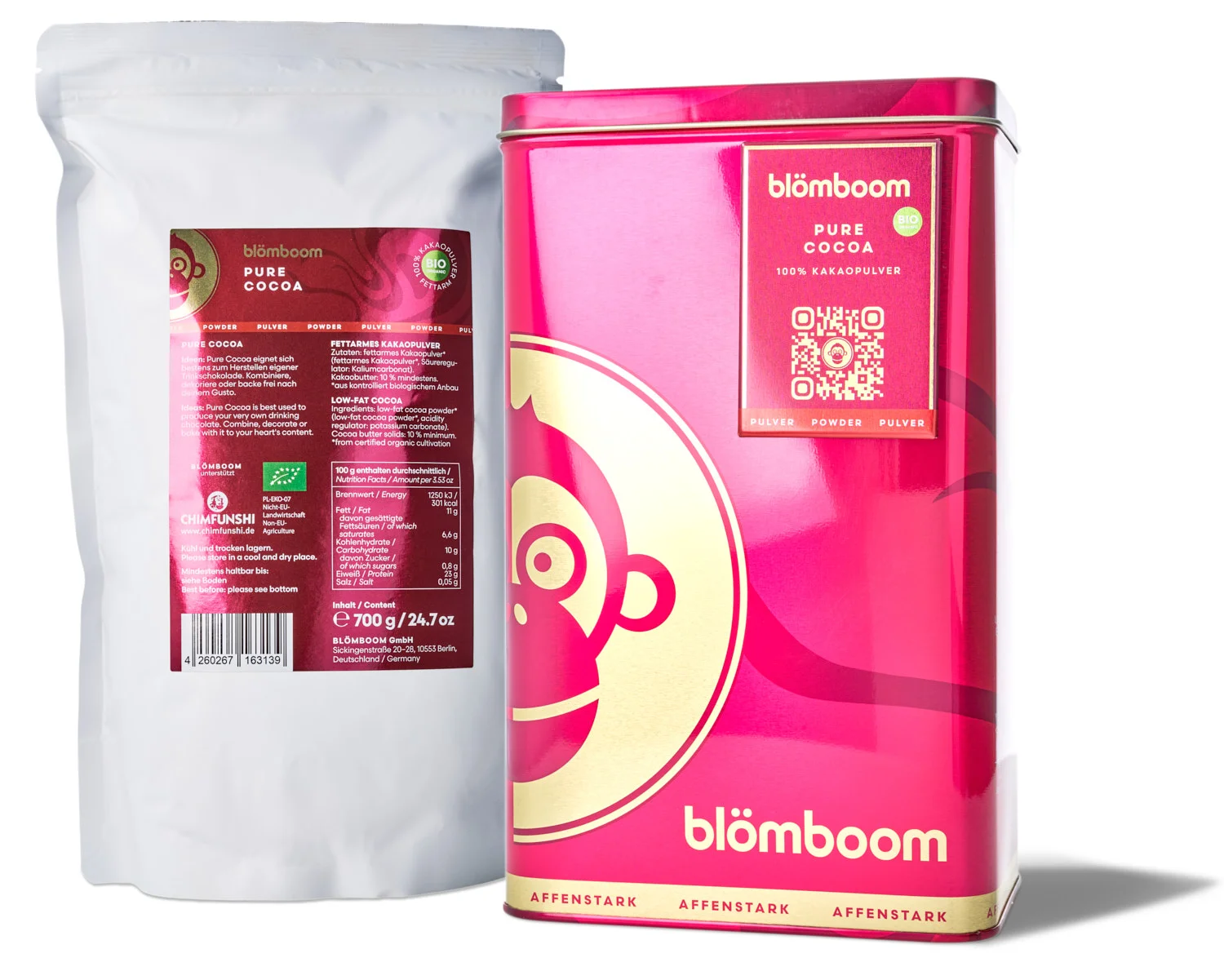 Blömboom - Metalldose + Refillbeutel und Magnet "Pure Cocoa BIO 0,7kg"