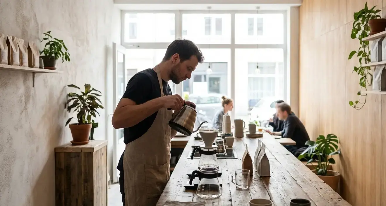 Mann im Cafe