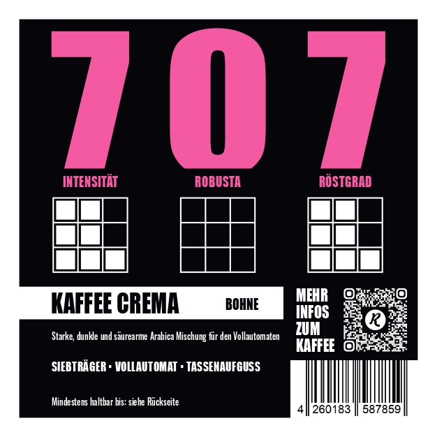 Rowdy Kaffee Crema Nr. 707 – intensive Kaffeeröstung für Café und Gastronomie
