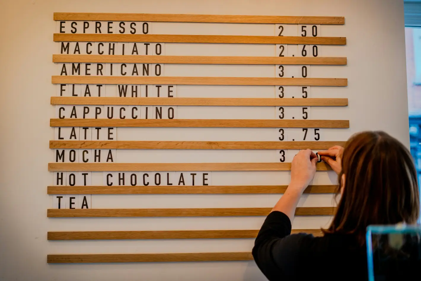 Cafe Karte Preise anpassen