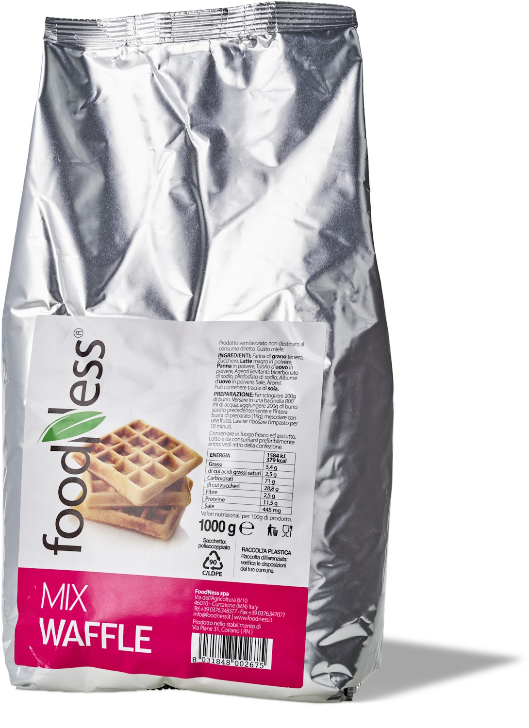 Foodness - Waffel Backmischung 1 kg für Café, Buffet & Dessertkarte