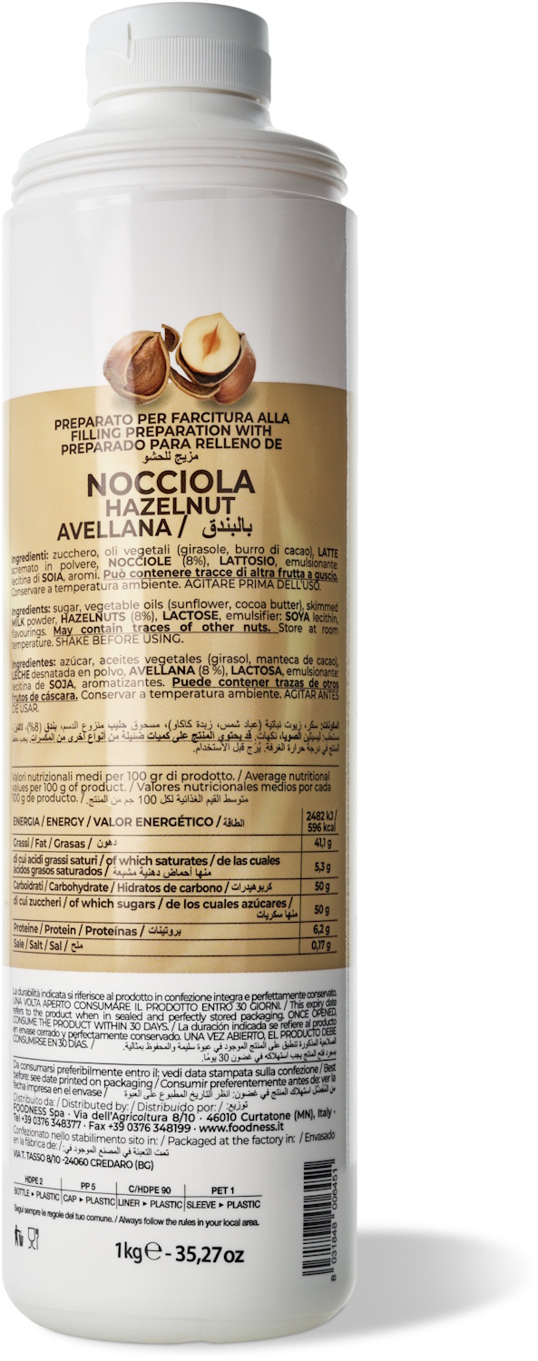 Foodness - White Hazelnut Cream 1 kg weiße Haselnusscreme für Waffeln & Patisser