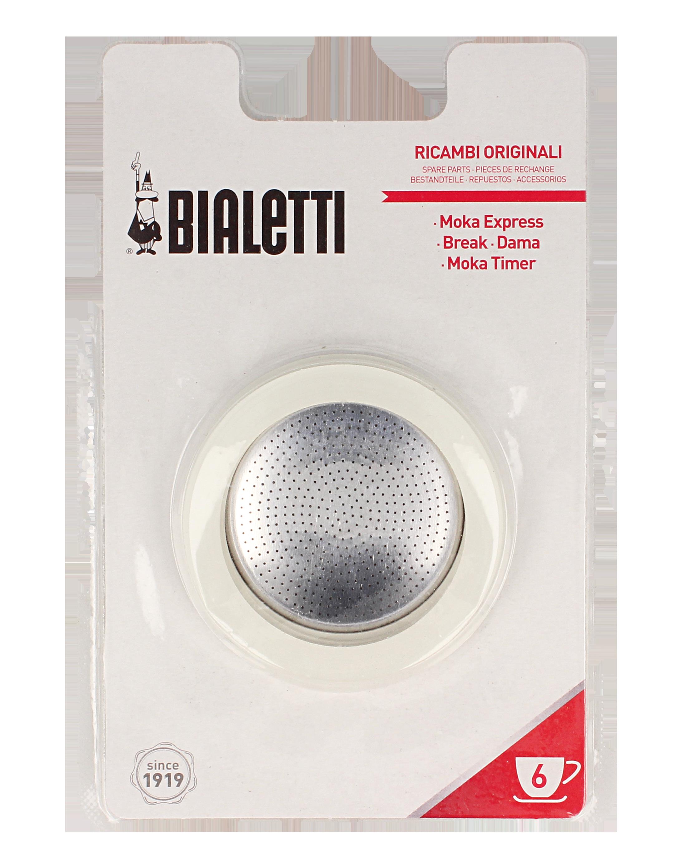 Bialetti - Blister 3 Dichtungen + 1 Filtersieb Alu 6 Tassen