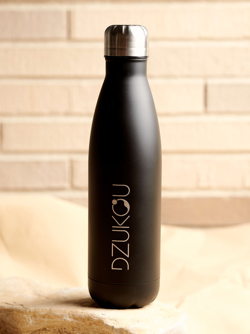 Dzukou - Thermosflasche Wasserflasche Edelstahl schwarz 500ml