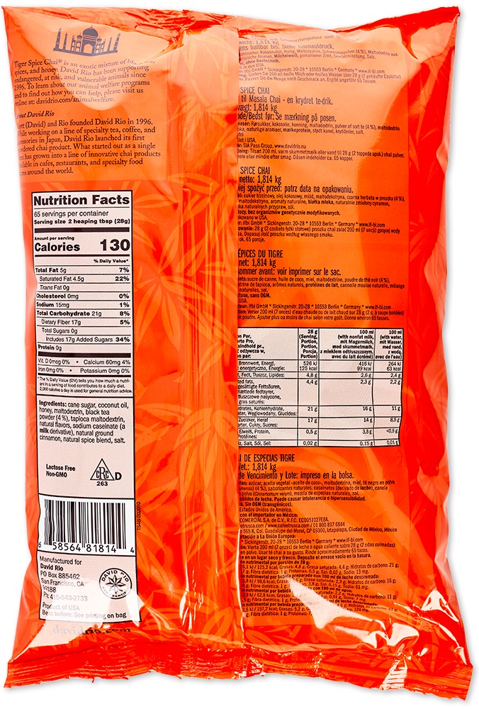 David Rio - Gastronomie Nachfüllbeutel - Tiger Spice Chai (1814 g)