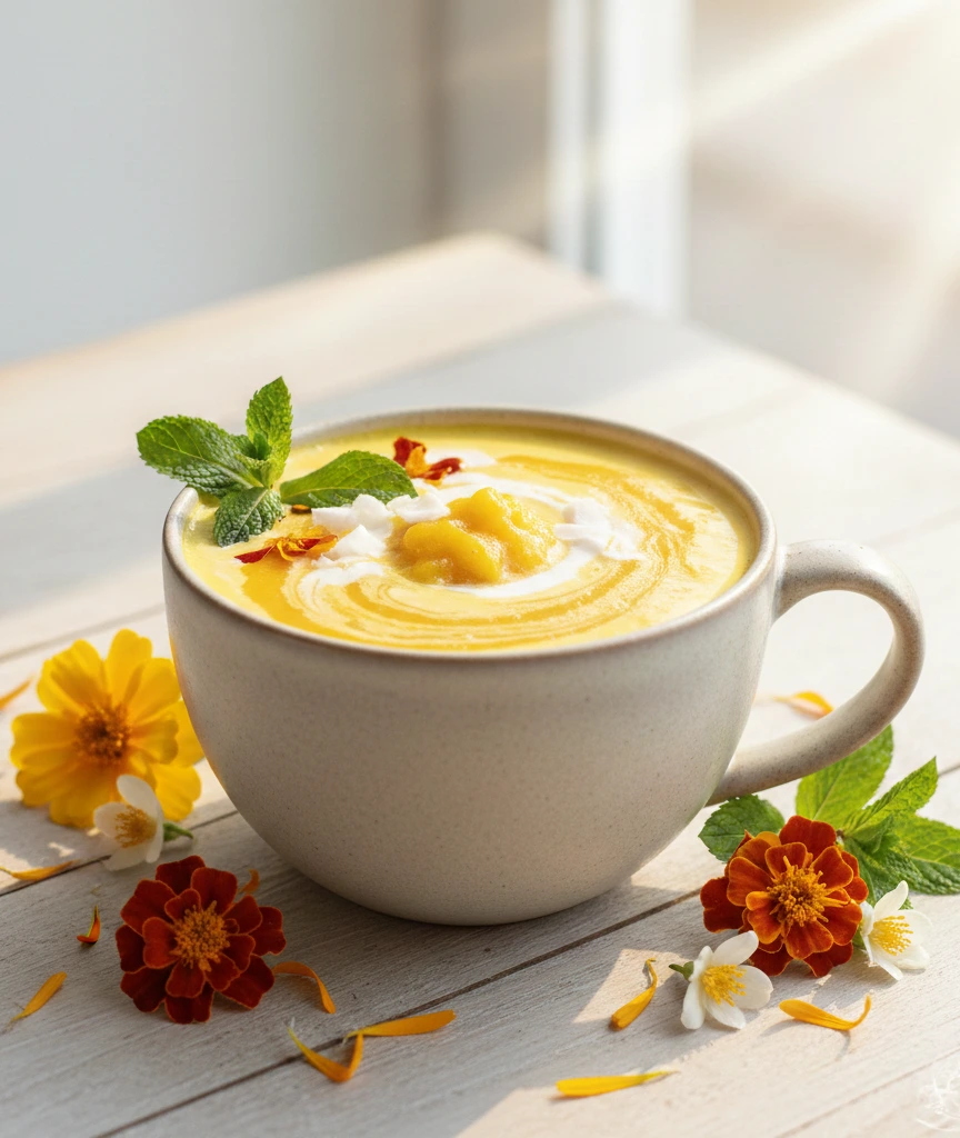 Frühlingsgold – Goldene Milch mit Mango & Kokos