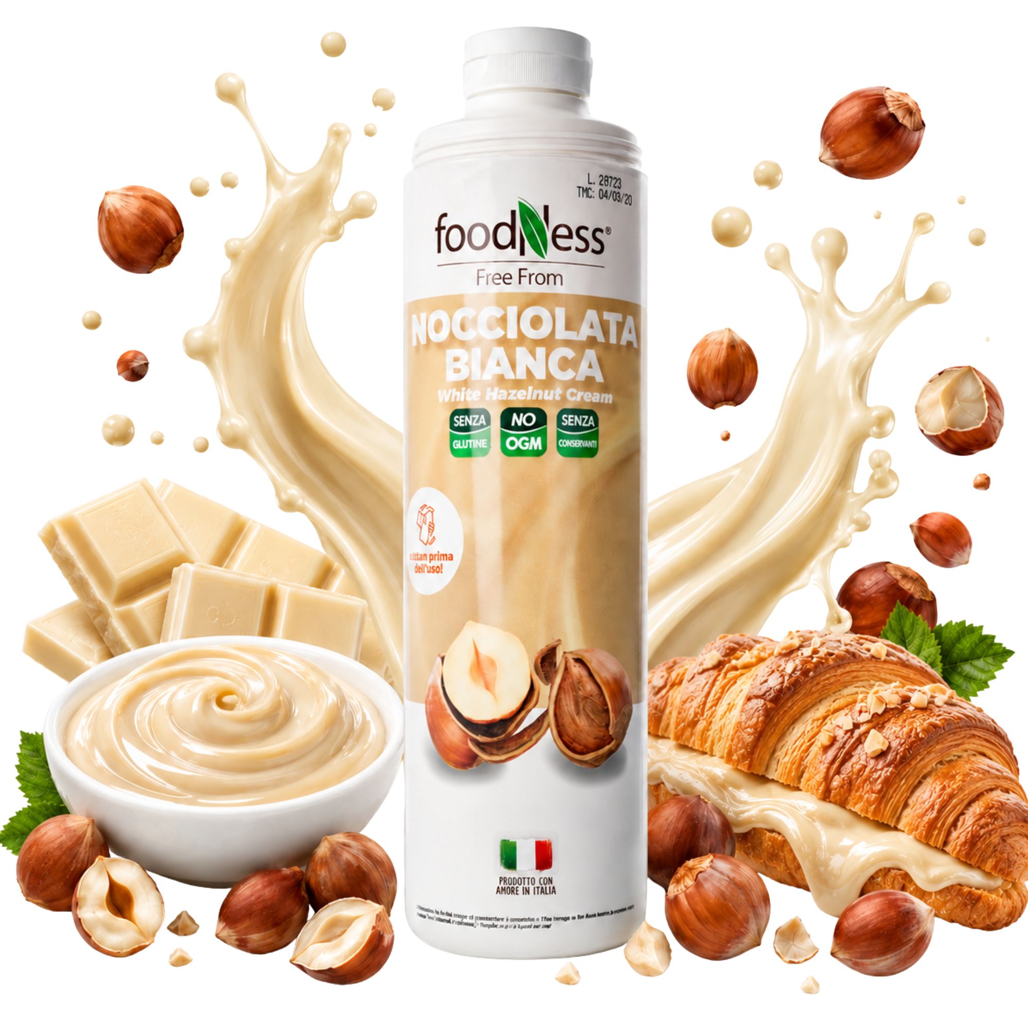 Foodness - White Hazelnut Cream 1 kg weiße Haselnusscreme für Waffeln & Patisser