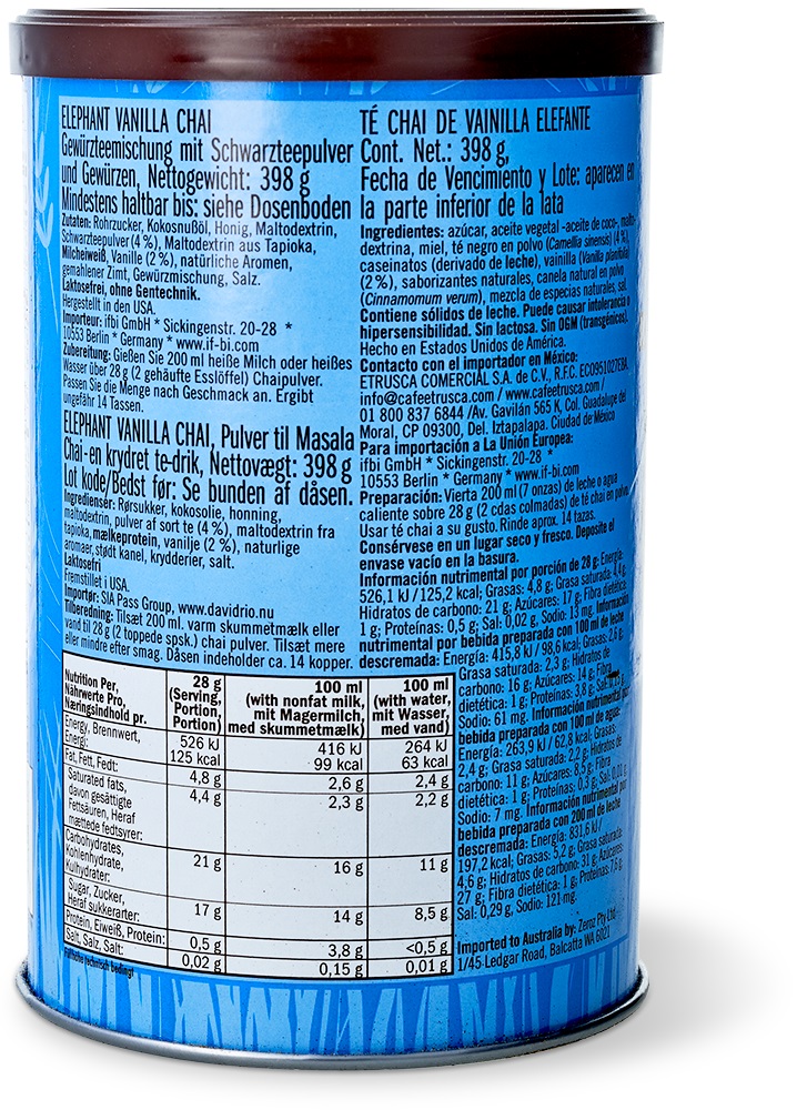 David Rio - Einzelhandel - Elephant Vanilla Chai (398 g)