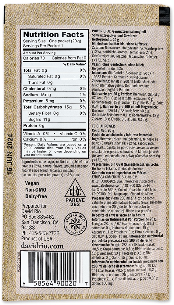 David Rio - Sachets - Power Chai Matcha (12 x 20 g)