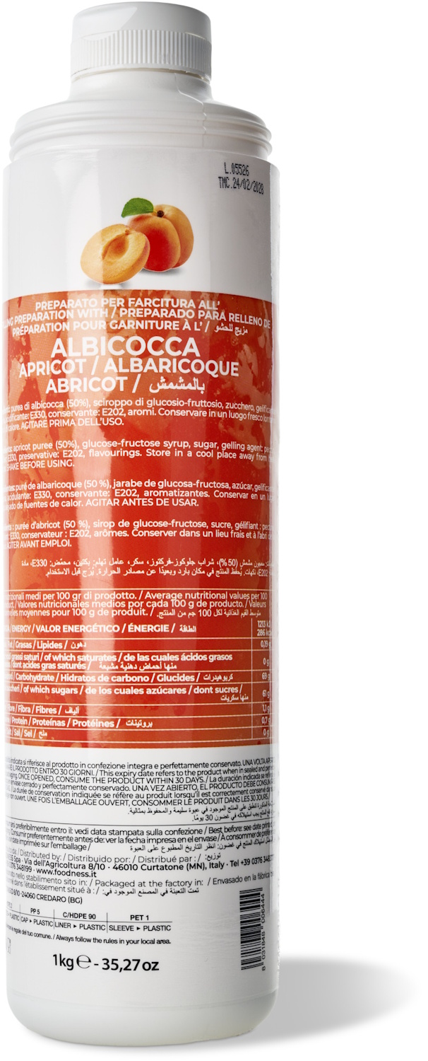 Foodness - Apricot 50 % 1 kg Aprikosensauce für Desserts, Eis & Joghurt