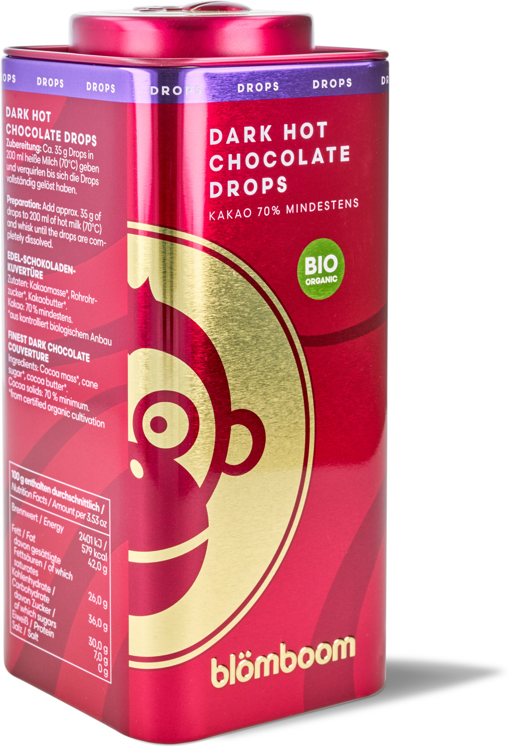 Blömboom - Einzelhandel Metall - Dark Hot Chocolate Drops Bio (6 x 200 g)