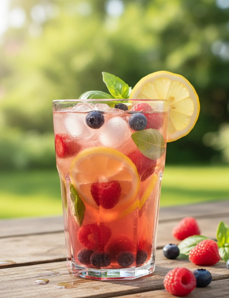 Beeren-Basilikum-Limonade – erfrischend, fruchtig & grüner Twist