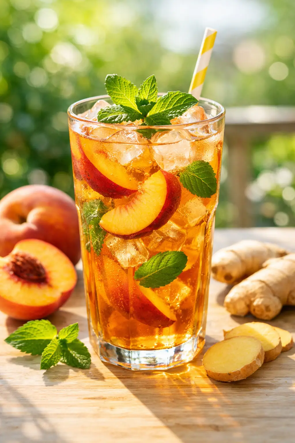 Cocktail mit Pfirsich und Ingwer