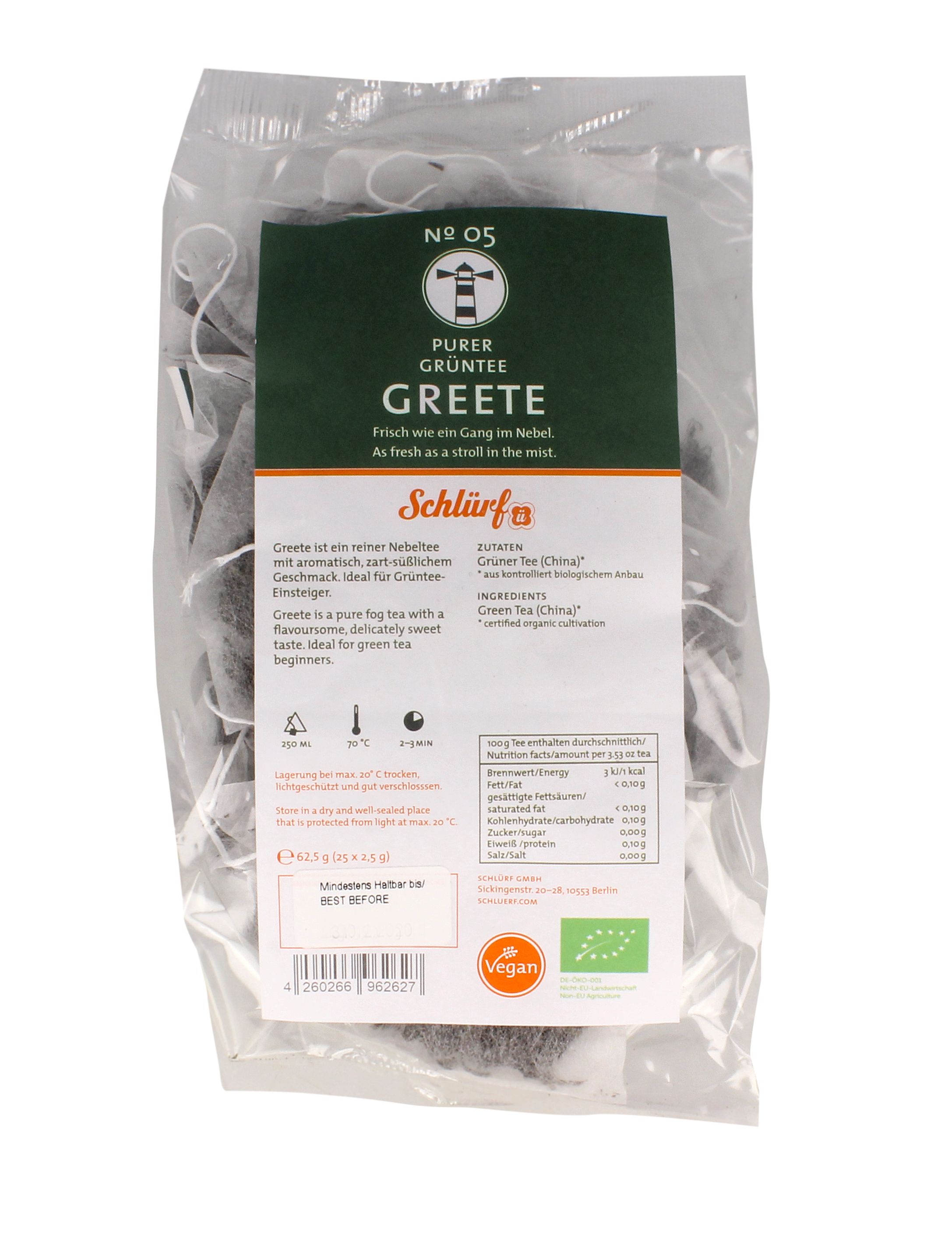 Schlürf - Tüüten - No. 05 Bio Grüntee "Greete" (25er)