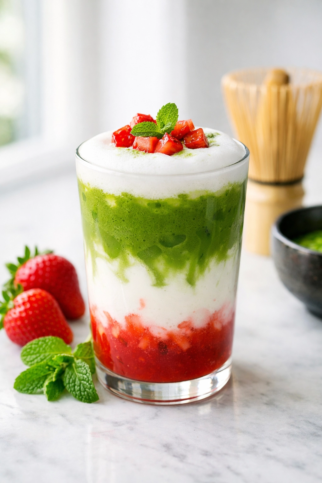 Strawberry Matcha Latte — Fruchtig, Cremig, Trendstark