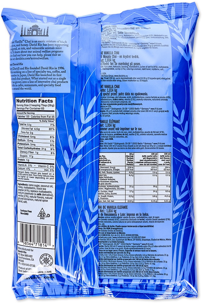 David Rio - Gastronomie Nachfüllbeutel - Elephant Vanilla Chai (1814 g)
