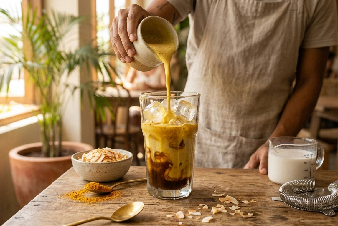 Golden Coconut Iced Latte – cremig-tropischer Sommer-Latte (mit Espresso)