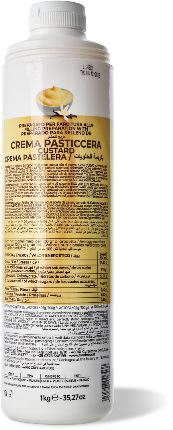 Foodness - Pastry Cream 1 kg Konditorcreme für Gebäck, Torten & Desserts