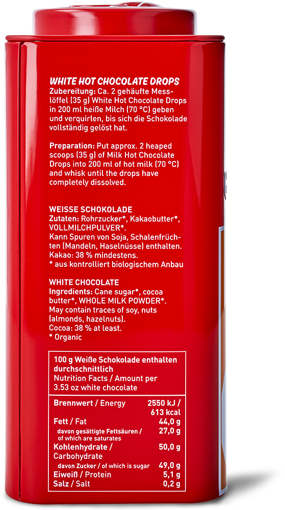 Blömboom - Einzelhandel Metall - White Hot Chocolate Drops Bio (6 x 200 g)
