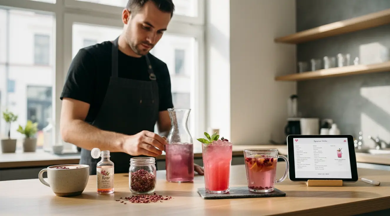 Mann an Theke mit verschiedenen Getränken